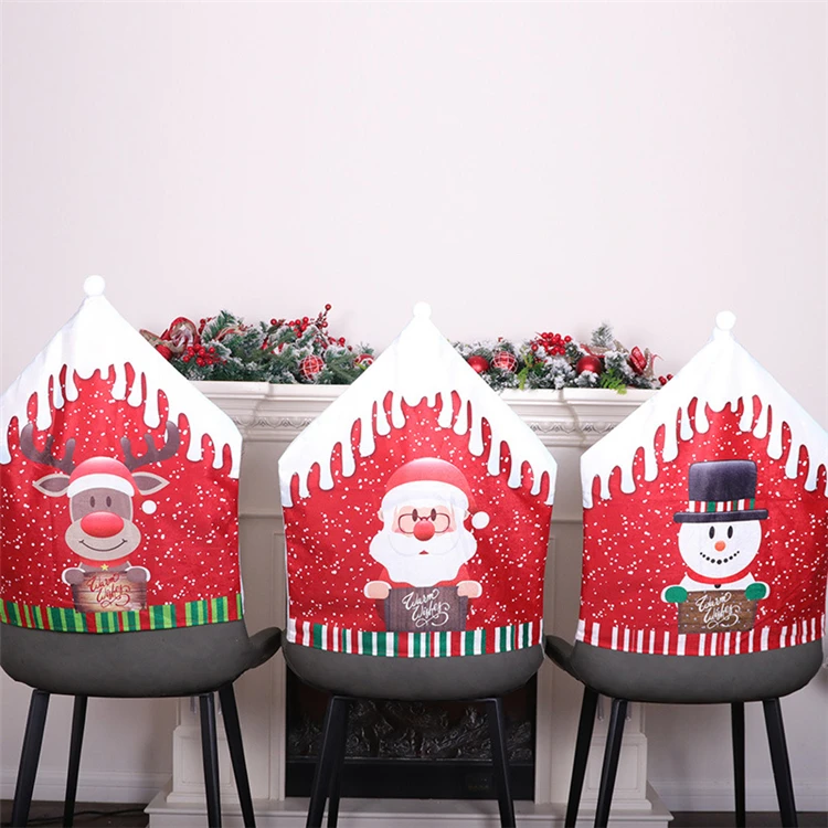 Hot sale shaoxing factory provide Christmas design stock stretch chair cover 46x59cm