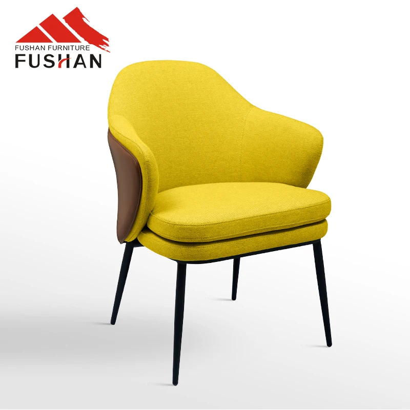 2023 Simple design hotel upholstered PU leather round back chair  for cafe and restaurant