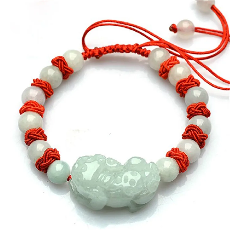 Chinese Hand-woven Red Hand Rope jade PiXiu String Bracelet Adjustable Transport 