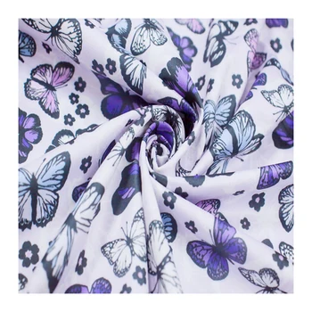 Fashion Butterfly Printed 100% Polyester Lightweight Fabric Organic Milk Fiber for Girls' Bags Garments Sleepwear Underwear
