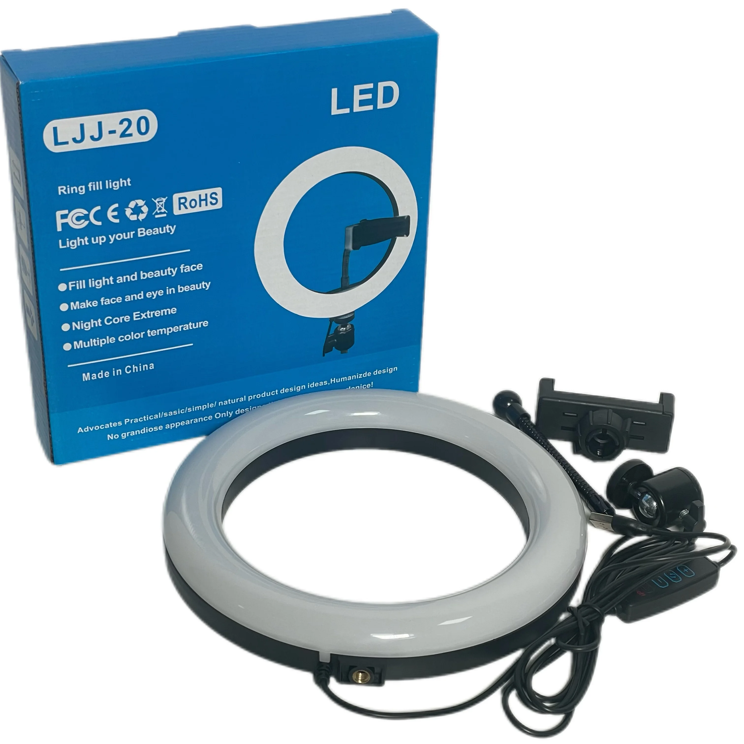 自撮り写真とビデオ撮影用のスタンド付きの調整可能な8インチ