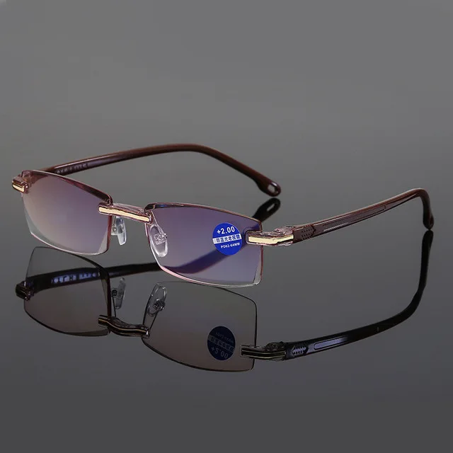 2020 new Anti Blue Light Blocking Rimless Reading Glasses Women Men Square Frameless Presbyopic Glasses Diopters +1.0 1.5 2 2.5