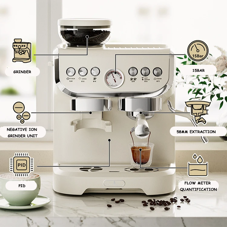 Foshan Electrical Appliances Coffee Maker Machine Automatic Commercial Expresso Machine With Coffee Grinder