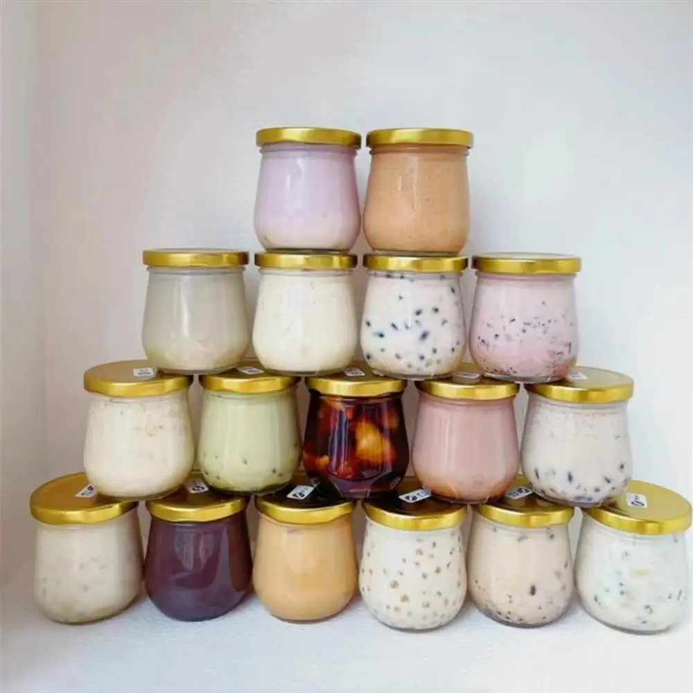 4oz Mini Yogurt Glass Jars With Mental Screw Cover Serving for Pudding Wedding Favors Honey Pot Milk Canister