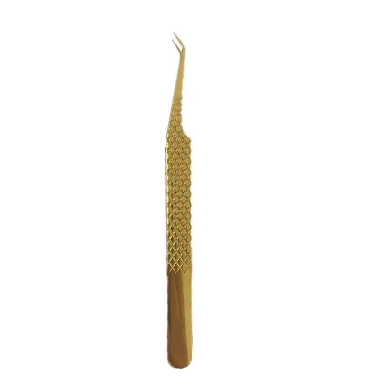 Custom Logo Eyelash Tweezers Golden Stainless Steel Tweezers Custom ...