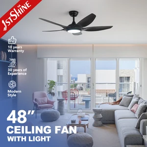 1stshine LED Ceiling Fan Black 5 Blades 48 Inches Smart Ceiling Fan with Remote and APP