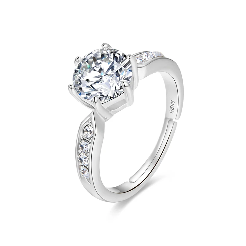 Diseño De Anillo De Compromiso De Boda De Plata Esterlina De Diseño De Anillo De Compromiso De Boda De Plata Esterlina De