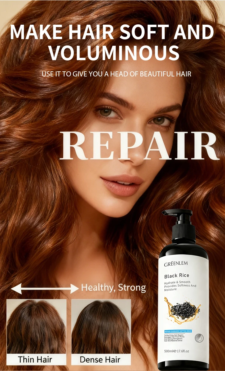 Black Rice Amino Acid Shampoo Hyaluronic Acid Jojoba Oil Centella Asiatica-Thickening Moisturizing for All Hair Types(pic3)