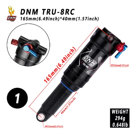 DNM TRU-8RC Shock Absorber - 3-Step Air Damping Adjustments