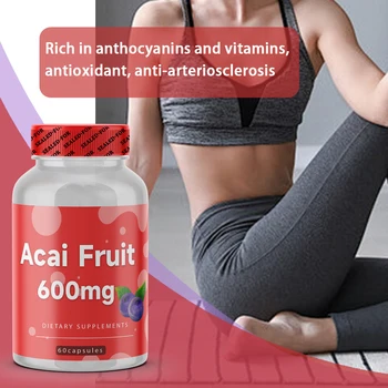 OEM Private Label Improve Immune Heart Health and Brain Health Acai Fruit 600mg Capsules for Adults Health Supplement