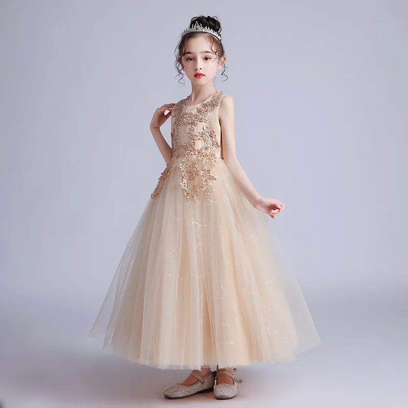 Princess Lace White Dress for Kids Girl 3-12 Years Old Children