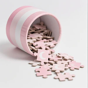 Best-selling Custom Printed Paper Mini Jigsaw Puzzle Cylinder Box Custom DIY Jigsaw Puzzle Toy for Children