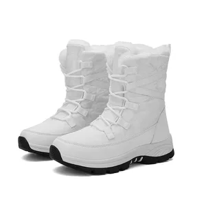 Latest Arrival White Lady Fur Snow Boots Women Polyester Ankle Bootie Cheap Price Sporty Shoes Anti-Slippery Outdoor Shoes