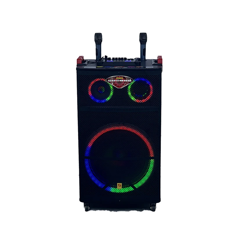 18 Inch SS-A18 Plastic BT Rechargeable Trolley Speaker Hi-Fi Portable Audio  Outdoor Stereo Speaker With Colorful LIGHT