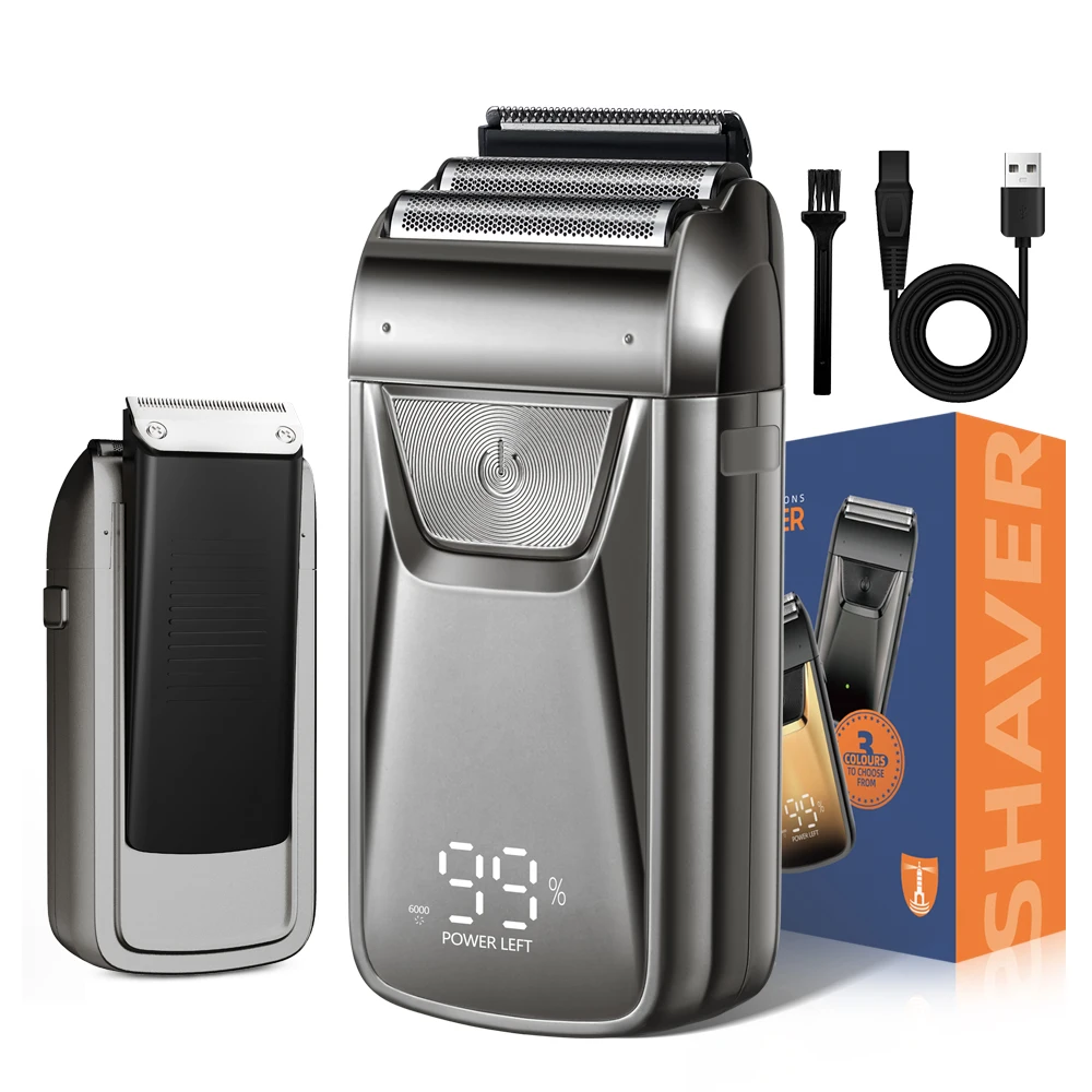 USB High-Power Intelligent Reciprocating Beard Blade Digital Shaving Head Whitening Device Personal Bald Head Electric Shaver RV