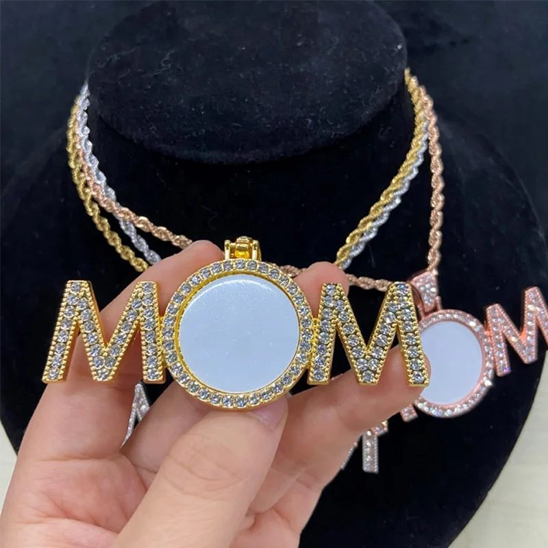 New Arrival Customized Photo Jewelry Blanks Sublimation MOM Necklace Pendant