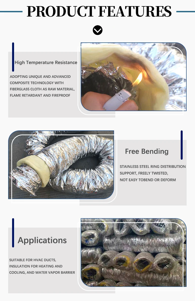 HVAC Ventilation Insulated Flexible Air Duct Aluminum Foil Exhaust Duct ...