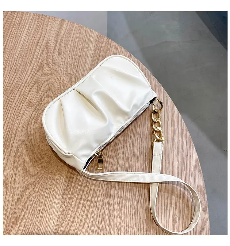 Summer Ladies Design Small Bags Soft PU Leather Underarm Bag Solid Color Handbags