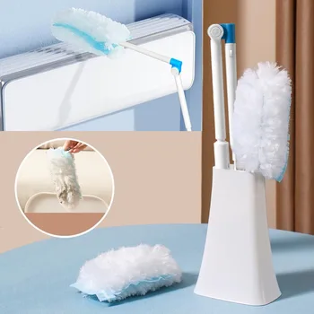 2023 New Fluffy Microfiber Duster with Disposable Feather Head Telescopic Handle Duster for Household Cleaning