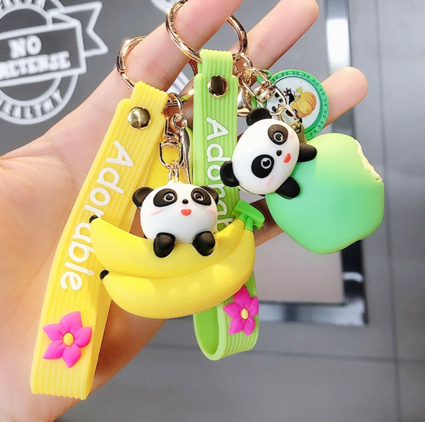 Details about   Door Key Ornaments Gifts Cartoon Panda Keychains Fruit Keyrings Bag Decoration 