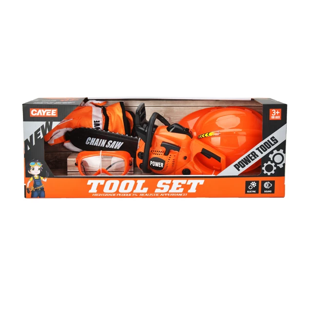 Wholesale Retail Hot Selling Low Price Educational Toys 4pcs Simulation Electric Chainsaw Suit DIY Tool Set for Kids Gift