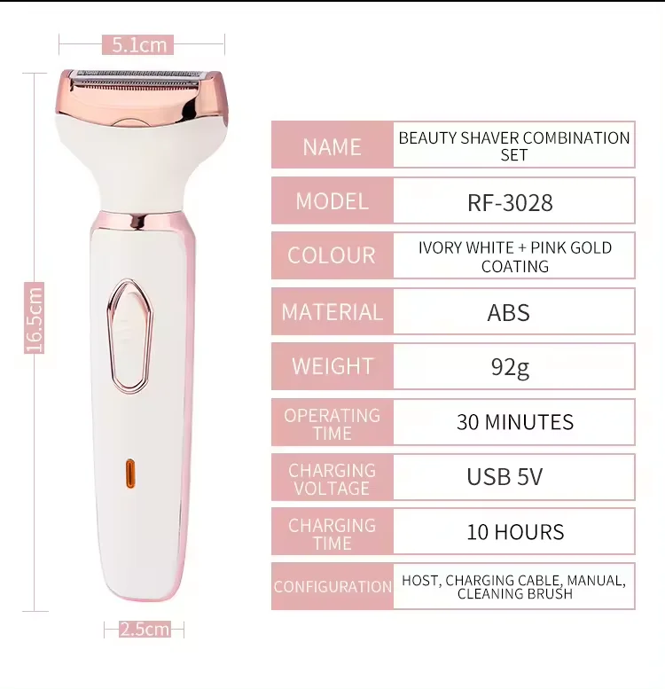 Electric Bikini Trimmer for Women Cordless Rechargeable 4 in 1 Women Razor Portable Hair Removal for Face Arm Public Trimmer