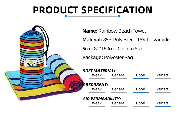 Amazon Hot Selling Sublimaion Microfiber Sand Free Beach Towel With Logo Custom Print