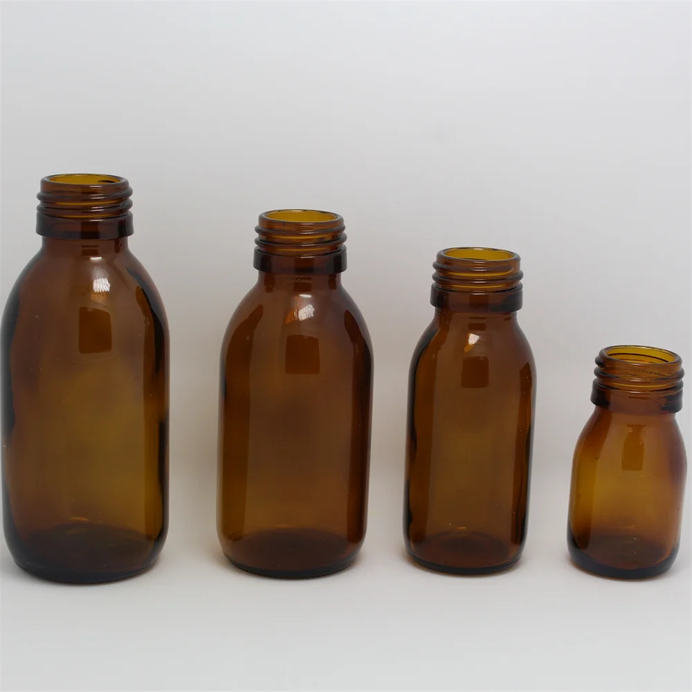 pharmaceutical brown amber glass bottle for medicine bottle with plastic cap