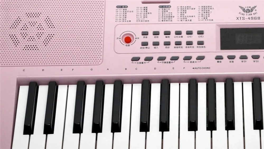 ファンシー49キー電子ピアノキーボードピンク初心者向けキッズ