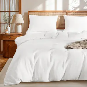 Custom Simple White Solid Plain Woven Cotton Hotel Bedding Set 300tc Thread Count Eco-Friendly Hotel and Home Use