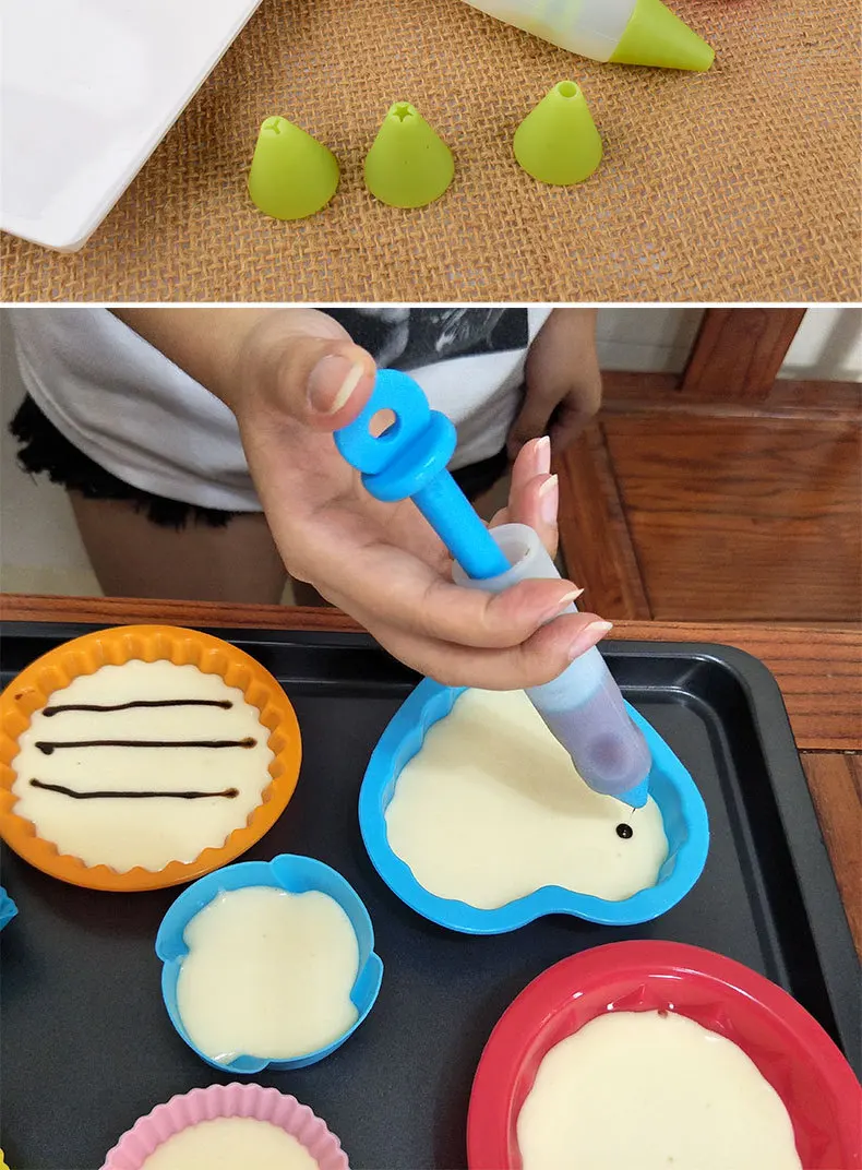 Silicone Chocolate Cream Gun for Baking Tools Like Piping Pen Cookies Milking Oil Nozzle Cake Writing Pen factory