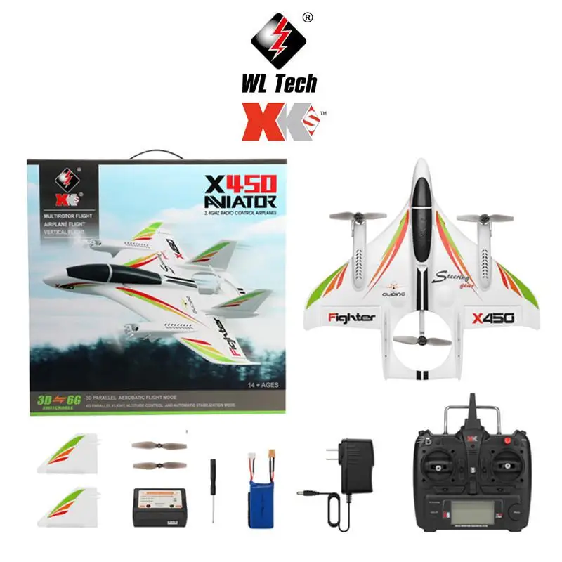 Hot HOSHI XK Wltoys X450 RC Plane 2.4G 6CH Fixed Wing Brushless RC Glider 3Flight Modes Vertical Take-off Landing RC Helicopter