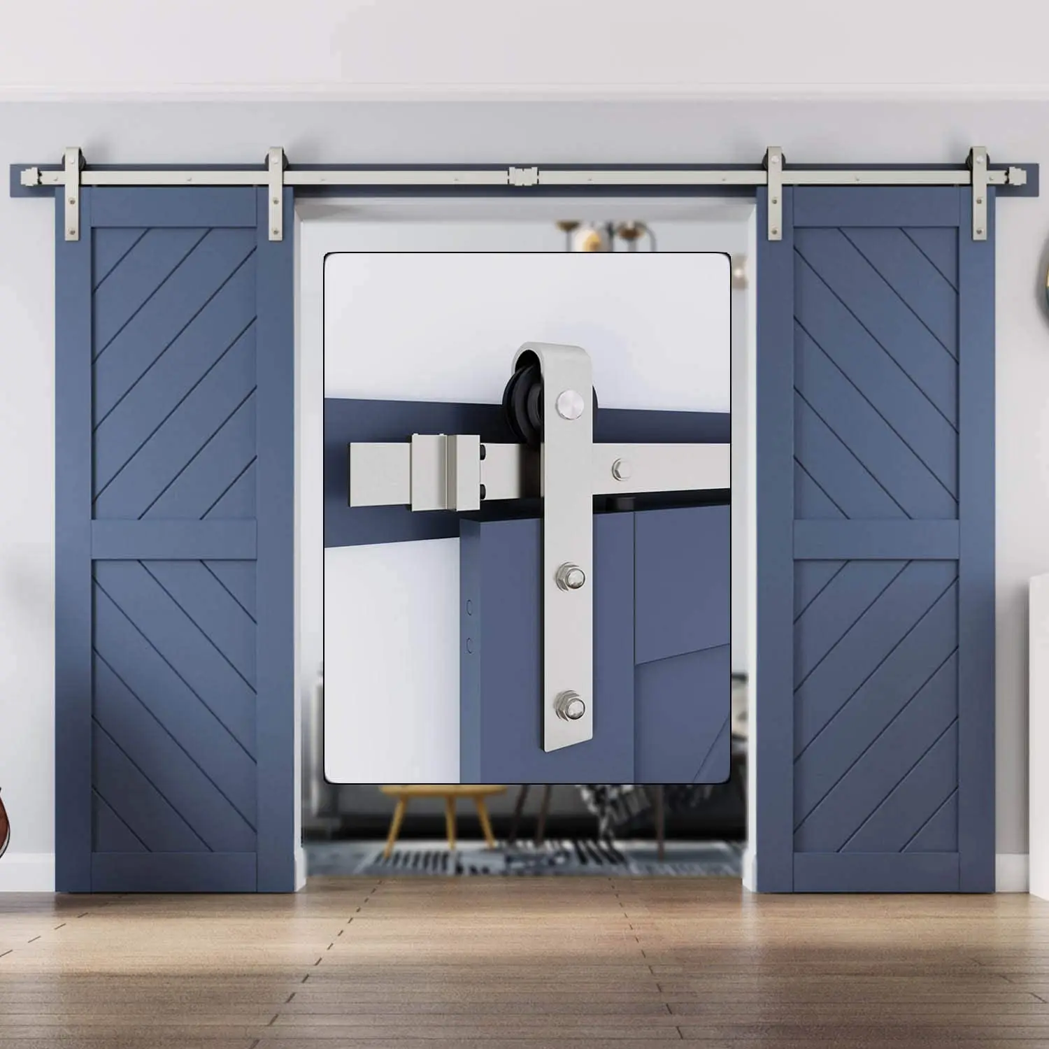 6.6 Ft Brushed Nickel Sliding Barn Door Hardware Track Kit Buy