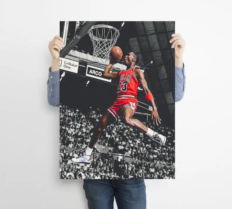 Michael Jordan Dunk Poster Oil Painting Canvas Basketball Wall Art 