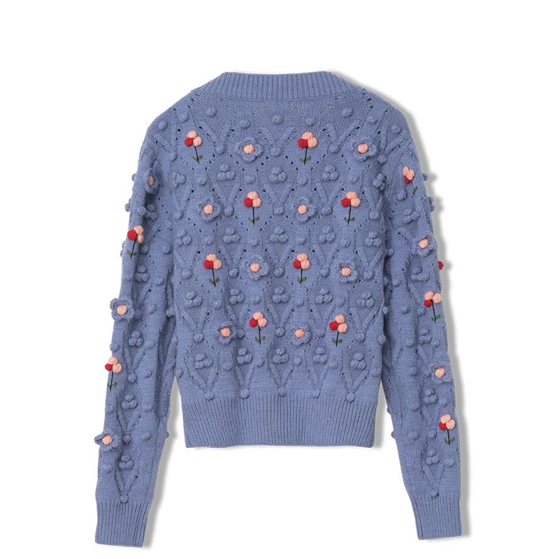 Handmade Crochet Flower Jumper Sweater Loose Lazy Pullover Coat For