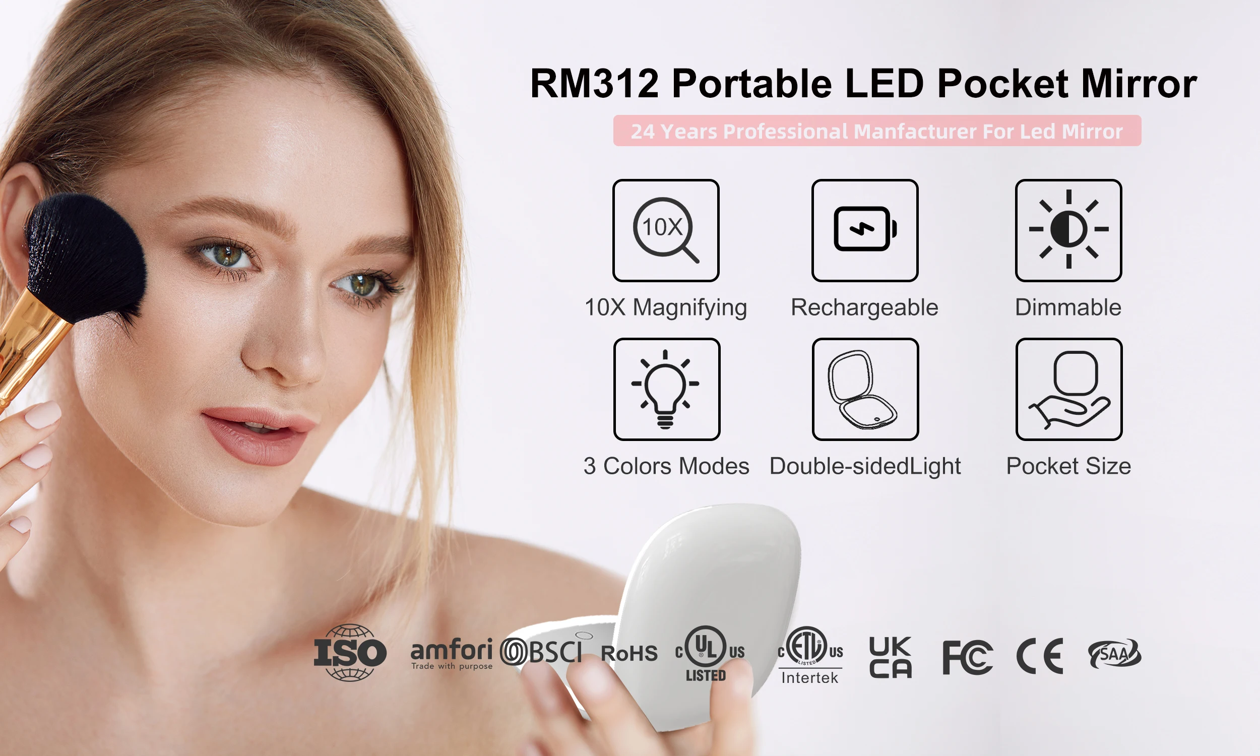 Custom Logo Travel Foldable Handheld Hand Held Make Up Small Mini