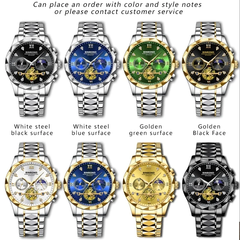Men's Quartz Watch - Binbond B1236 Luxury Stainless Steel