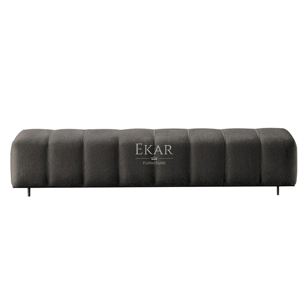 Modern velvet upholstered bench with metal legs for villas, apartments, bedrooms, shopping malls and living rooms