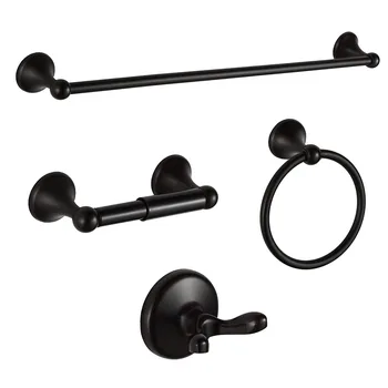 Hotel Wall Mounted Black Bath Hardware Fittings Stainless Steel Towel Holder Bath Sets for Hotels Bathroom Accessories