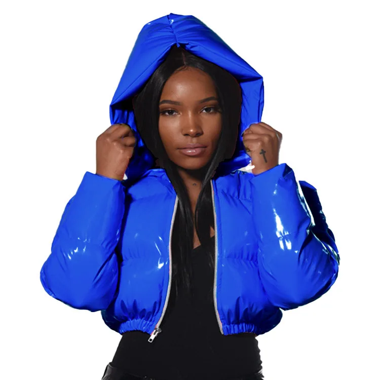 Royal blue outlet cropped puffer jacket