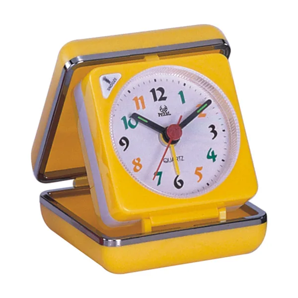Small Analog Travel Alarm Clock Silent Ascending Beep Sounds Battery Operated Light Functions Easy Antique Plastic Square Gift