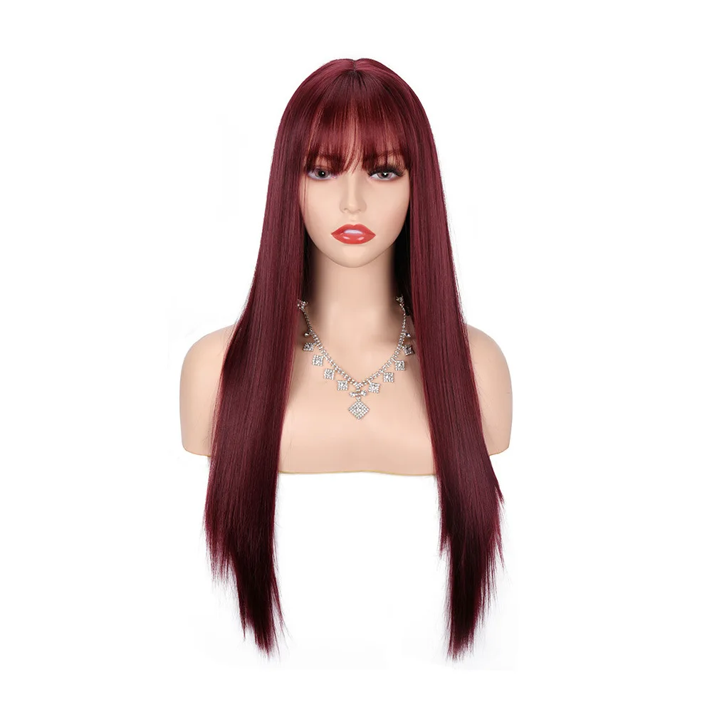 red wig with bangs