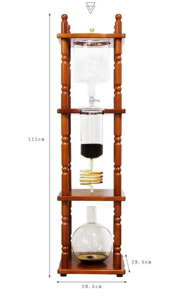 Cold Drip Brew Coffee Maker with Tower Wood Base Stand Color Optional