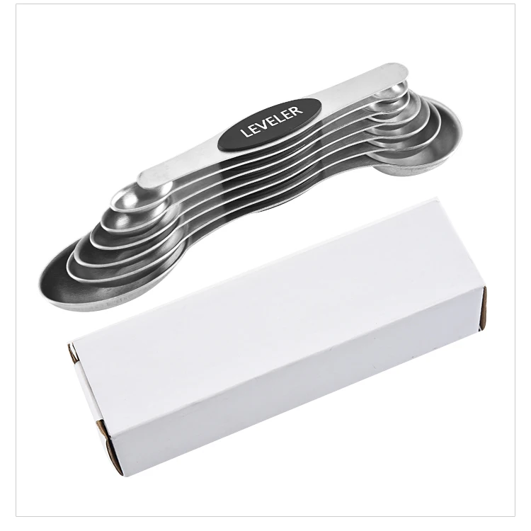 Amazon hot sell 7 piece stainless steel stackable magnetic measuring spoons set