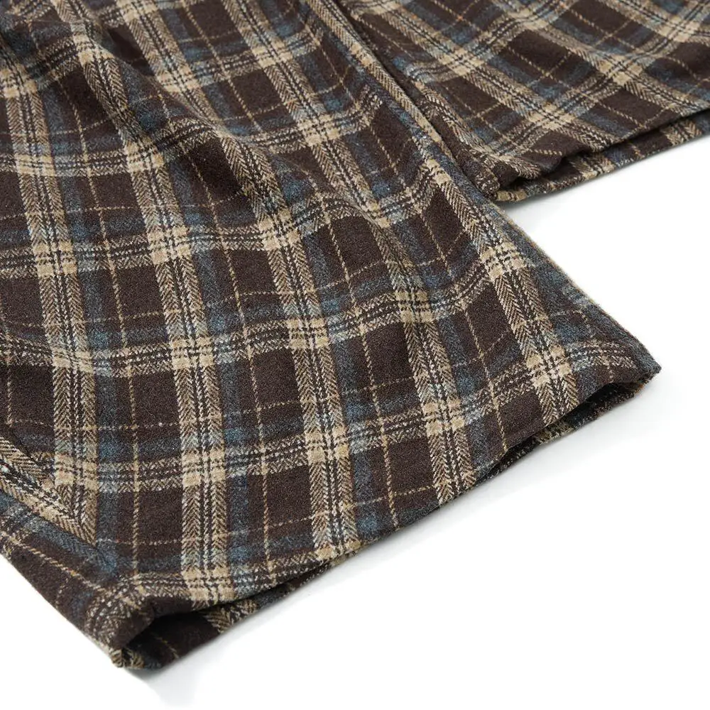 Salti Multi-pocket Workwear Plaid Shorts for Men High Street Fashion Brand Destroyed Raw Edge Wide-leg Pants gallery 4
