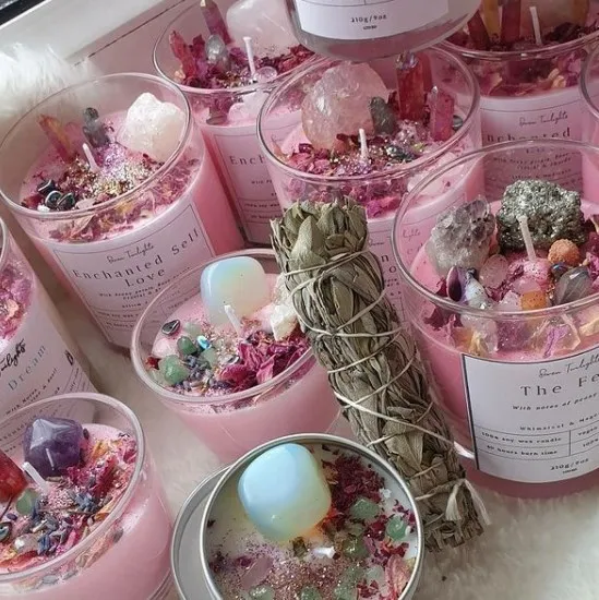 Custom Crystal Glass Jar Scented Candle Soy Wax Chakra Candles Scented ...