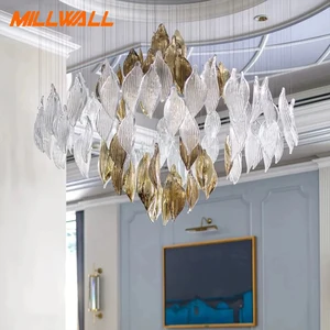 Customizable Lighting Project Product Modern Willow Leaf Crystal Deluxe Pendant Light Hotel Lobby Decorative Chandelier