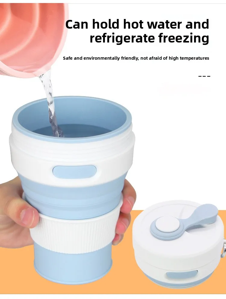 Customizable Logo New Portable Silicone Foldable Coffee Cup Retractable Direct Drinking Cup with Rope for Outdoor Travel Use supplier