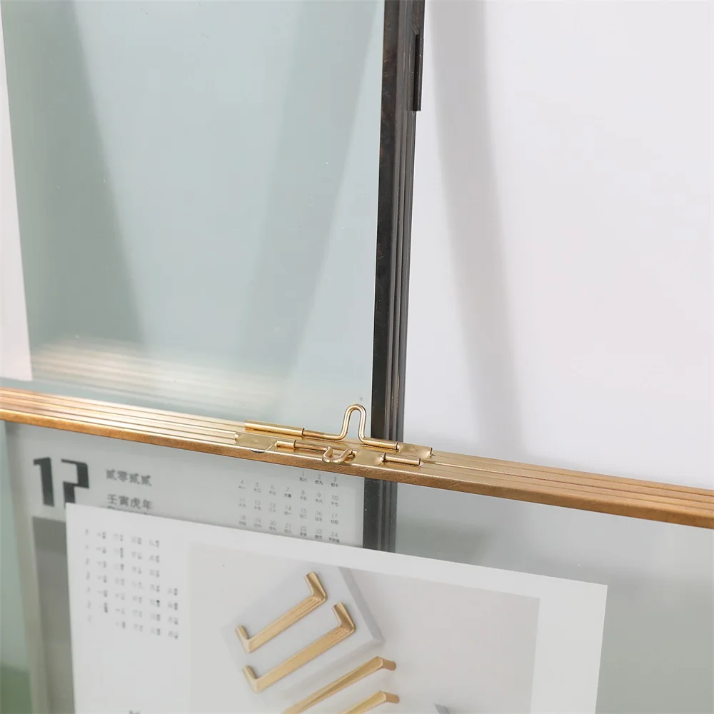Double Opening Brass Frame Photo Picture Metal Glass Frame Double Sided ...
