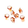 Glass Flower Beads - Transparent with Golden Orange Sprinkled